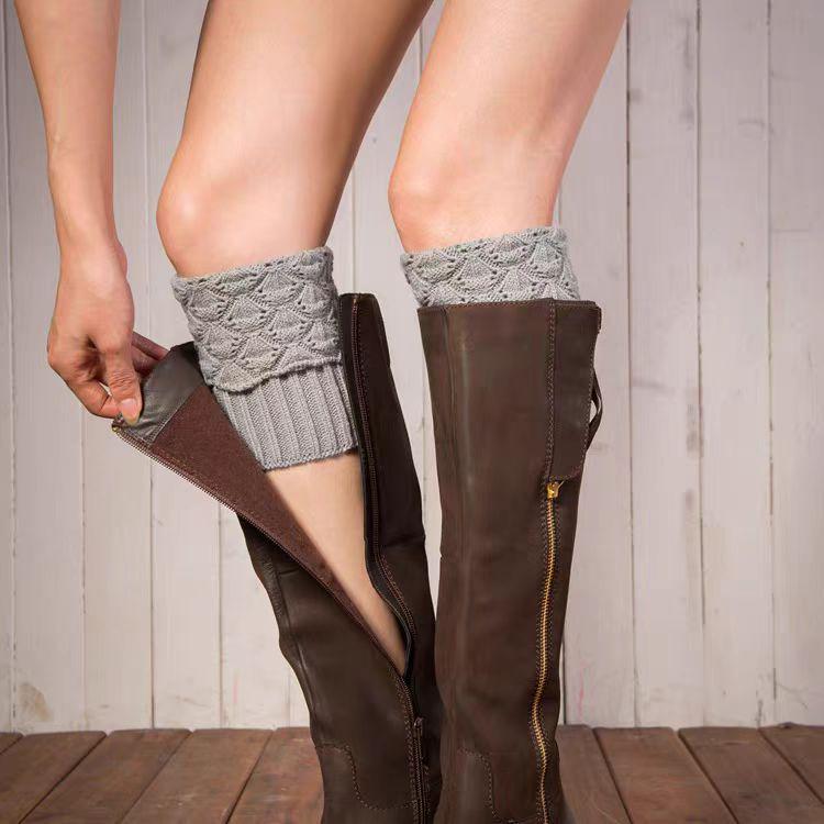 Women's Wool Knit Boot and Leg Warmers with Buttons