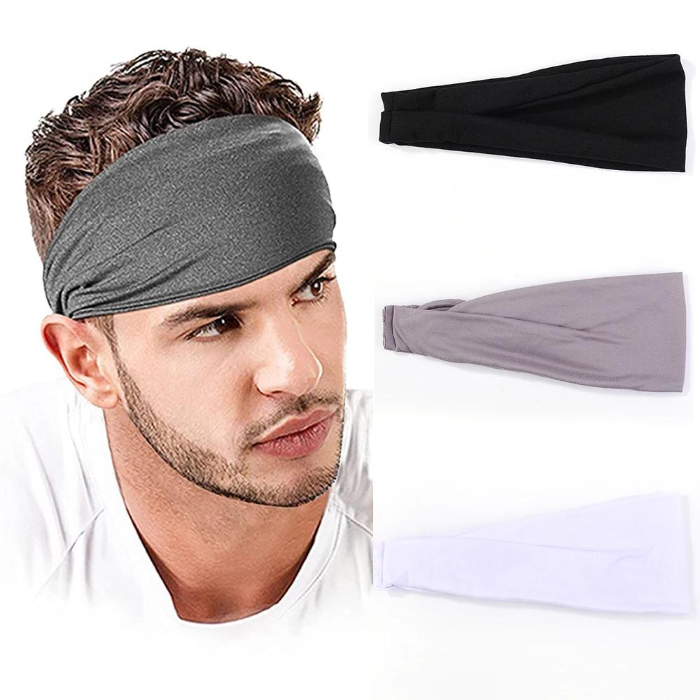 3Pcs/Lot Casual Solid Color Yoga Headband for Women Super Elasticity Man's Sports Fitness Anti Sweat Headscarf Hairband Set