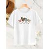 European Size Women'S Leopard Print Heart Pattern Short-Sleeved T-Shirt | Vibrant Color Print, Casual Round Neck, for Spring and Summer, Everyday Wear