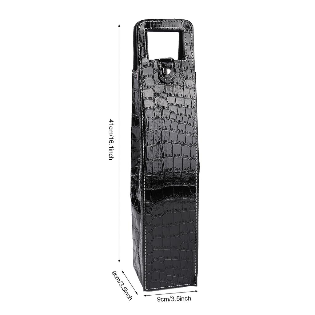 PU Resuable Leather Wine Tote Bag Champagne Beer Gift Bags Carrier(black)