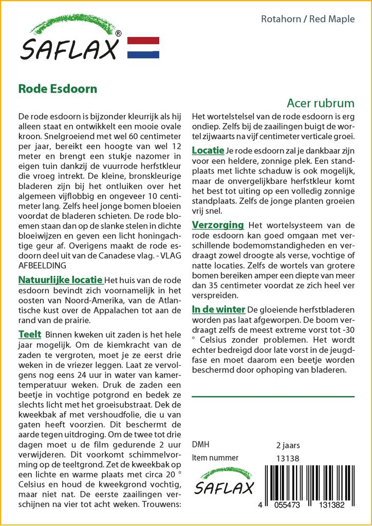 SAFLAX Red Maple - 20 Seeds - Acer Rubrum