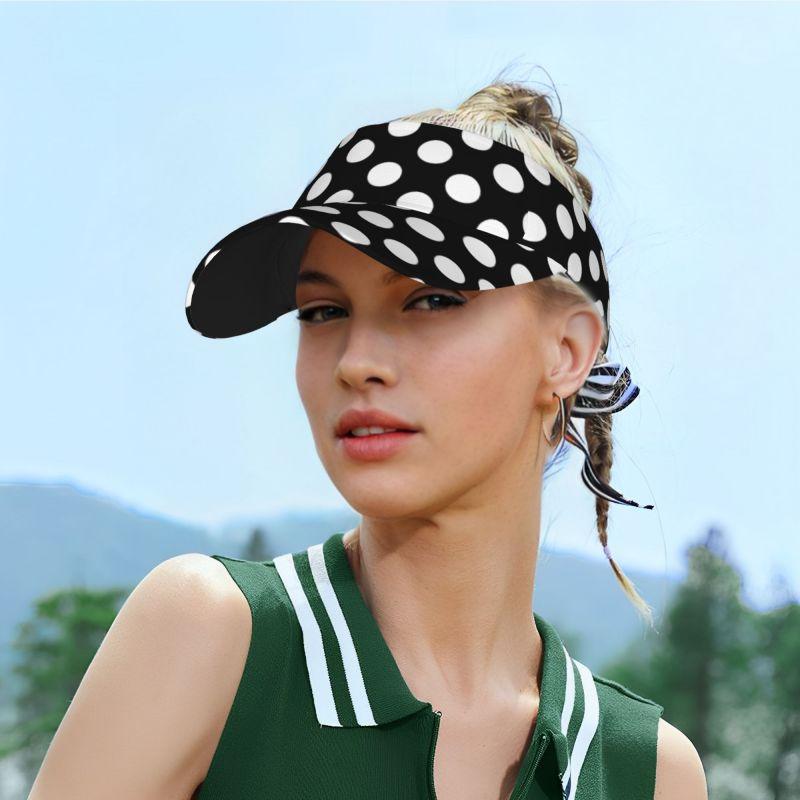 Black White Polka Dot Hats Polka Dot Sun Sports Visor Hats Adjustable Cap Outdoor Sun Visor for Running Golf Tennis Women Men