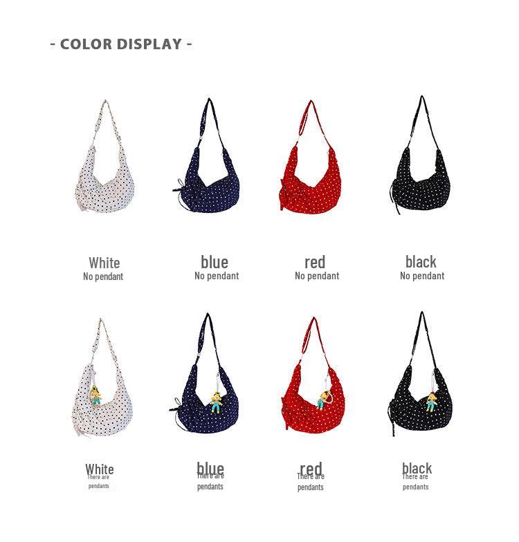 Women's Polka Dot Pleated Crescent Bag