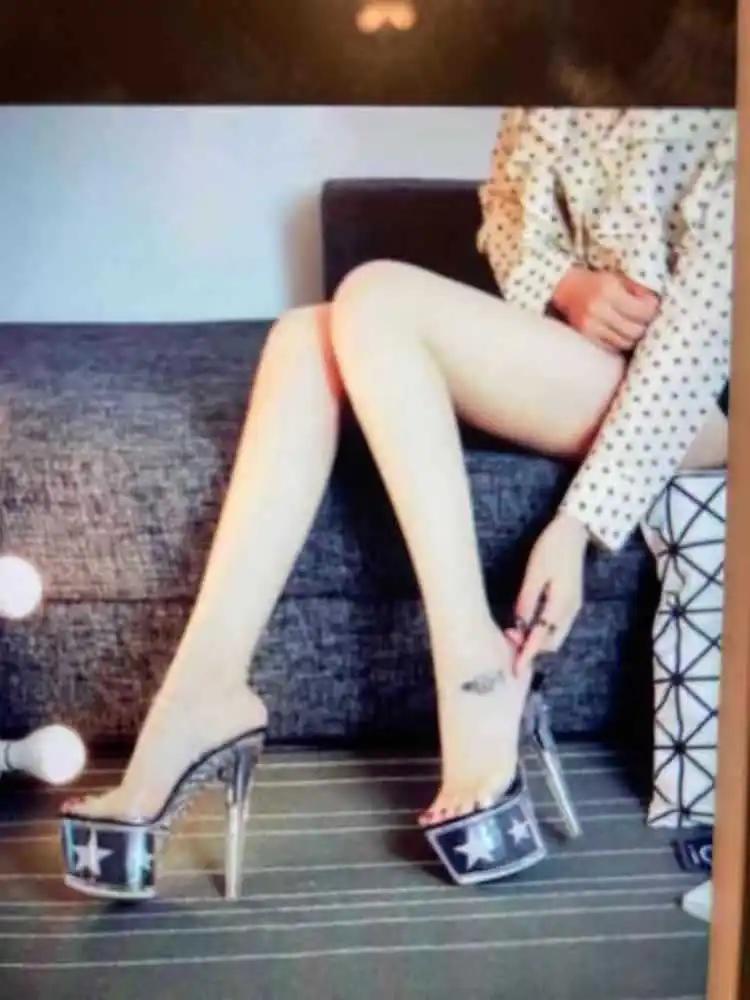 Fashion Women Designer Sandals Nightclub Model Shoes Super High Heels 16.5Cm Stiletto Sandals Transparent Crystal Shoes