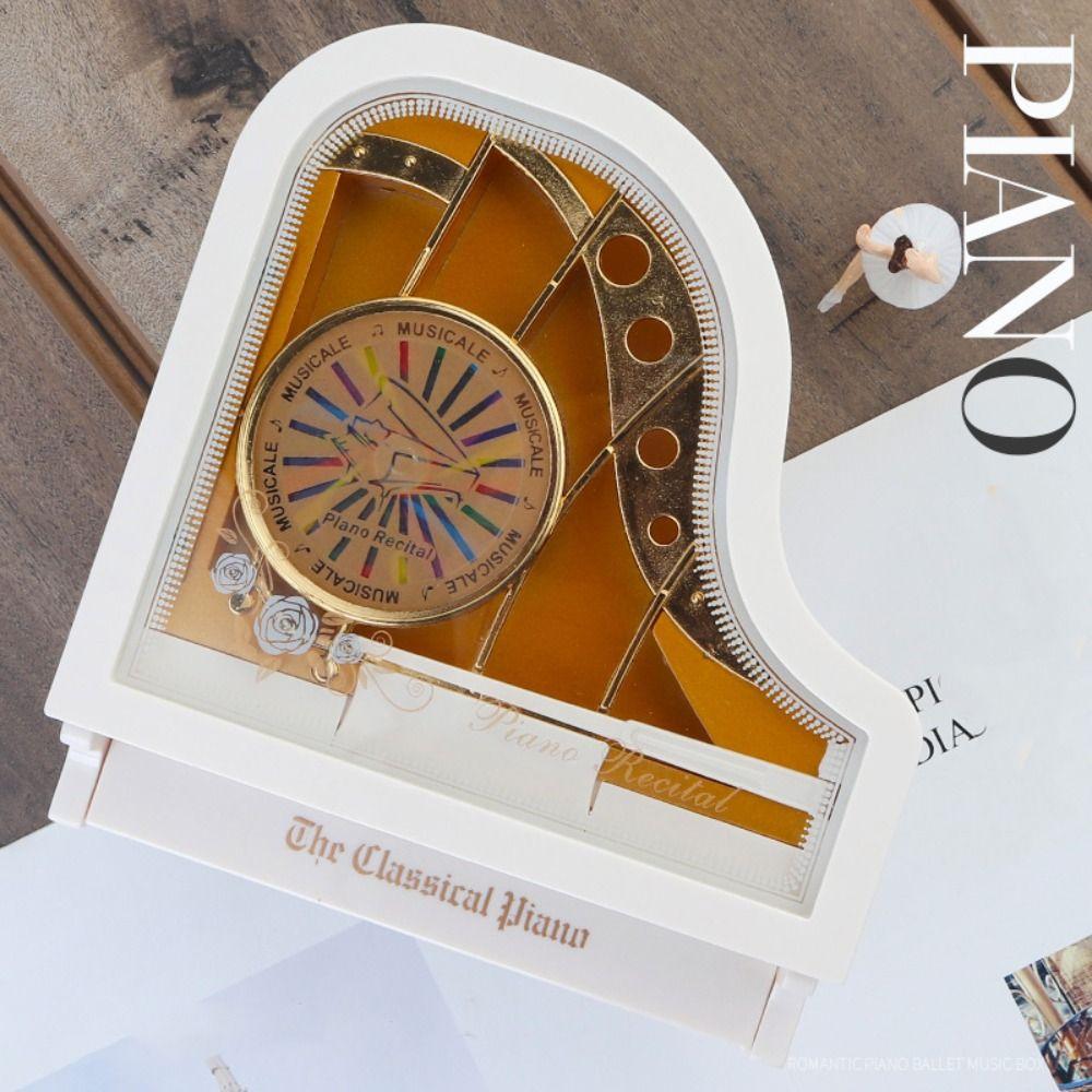 Hand Crank Piano Model Music Box Office Decoration Retro Drawer Music Box  Birthday Gift