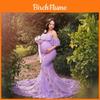 Maternity Dress With Lace And Flounce Sleeves For Summer Photoshoot