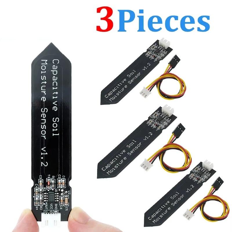 Capacitive Soil Moisture Sensor Module V1.2 3 Sets Wide Voltage Wired Analog for Greenhouse Plant Growth Detection
