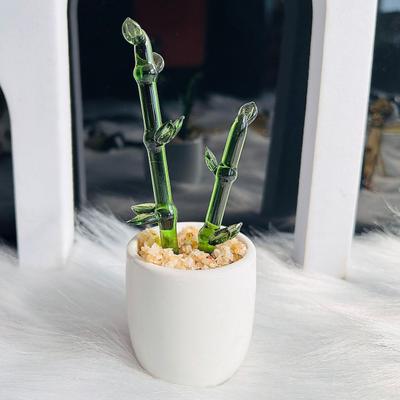 Cacto de Vidro Decorativo Criativo Mini Planta de Mesa Decoração para Escritório Casa Flor Decorativa Feita à Mão Presentes para Amantes de Plantas e Acessório de Mesa