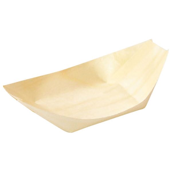 Yamako Small Wooden Plate 120 x 70 x H35 mm Boat-Shaped (100 pieces) 4.5 inches, approx.