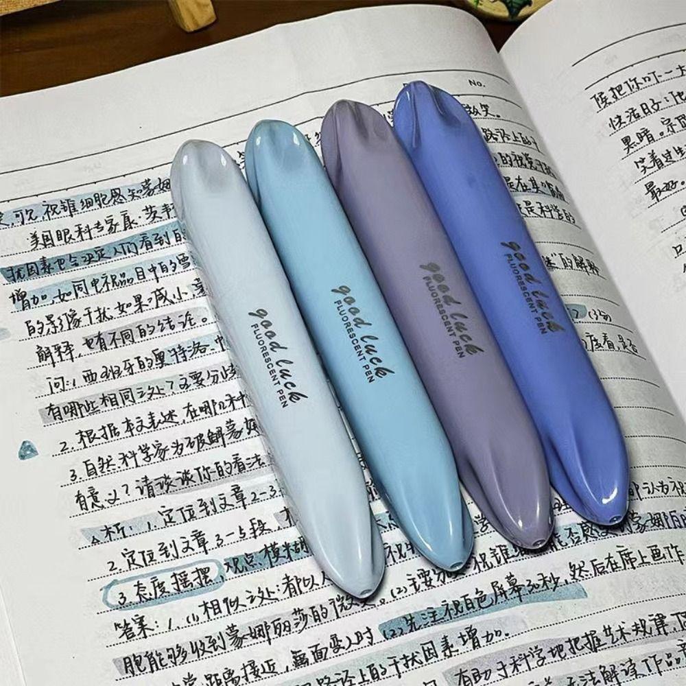 4Colors/Set Double Head Morandi Highlighters Morandi Color Fluorescent Pen  Students Gift