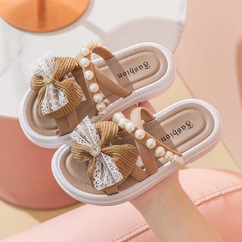 Princess shoes beach shoes girls drag summer new children little girl soft sole non-slip pearl outer wear versatile sandals