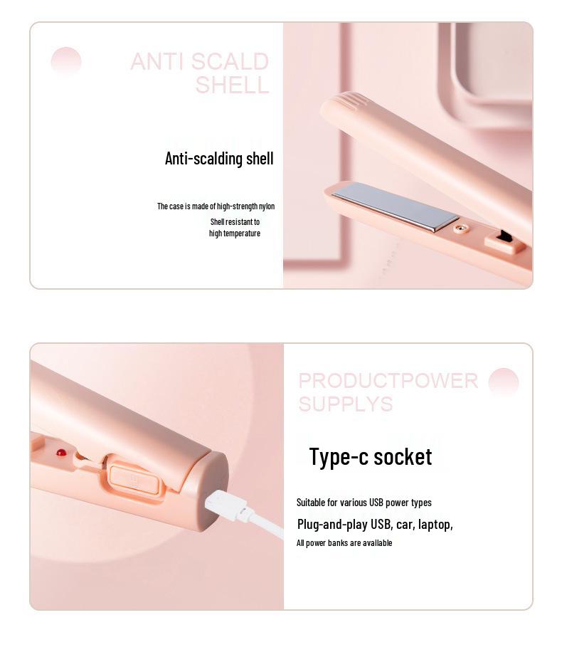 USB Mini Dual-Use Hair Iron: Wireless, Non-Rechargeable, Low Power