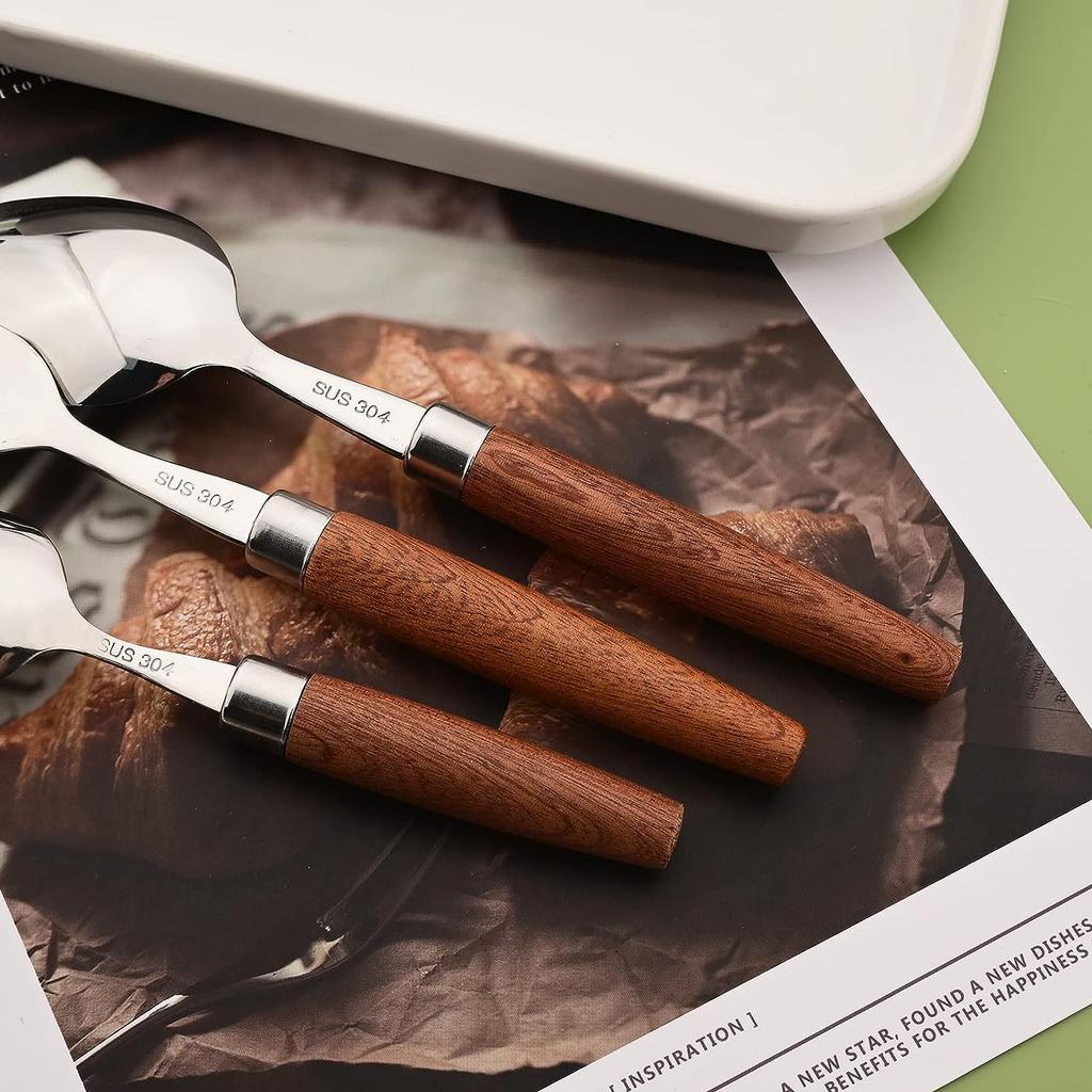 8/16/24 Stück 304 Edelstahl Imitation Holzgriff Besteckset Geschirr Westliches Tafelgeschirr Messer Gabel Teelöffel Silberware