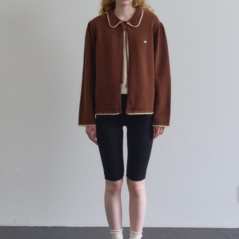 TINKNIT Virkad ribbstickad mössa_kräm/kol