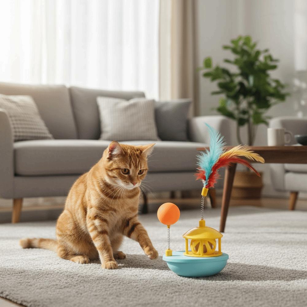 Self-Playing Cat Tumbler Toy Rotating Wobble Tumbler Boat Cat Interactive Toy  Relieve Boredom