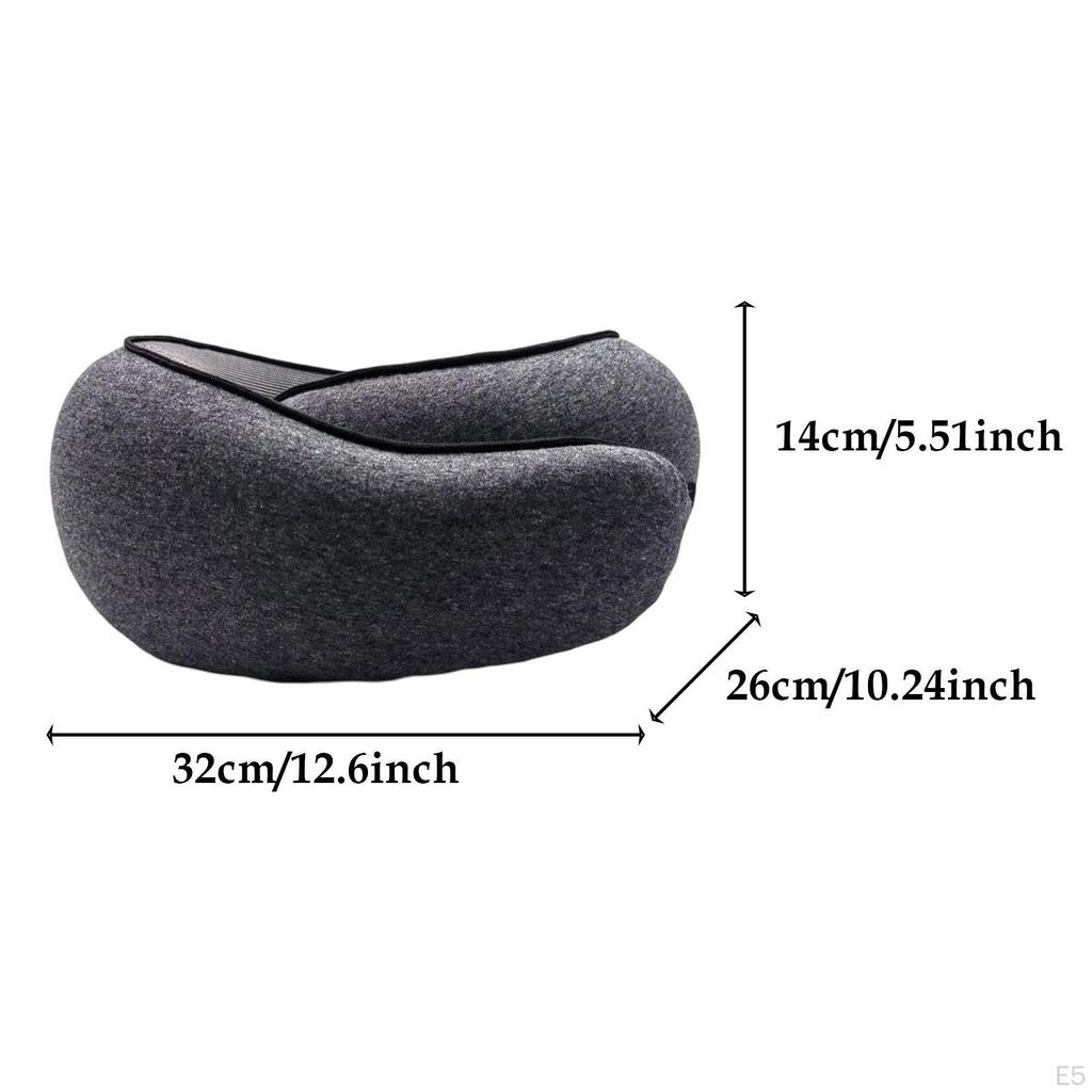 Airplane Travel Pillow Portable Adjustable Neck for Home Office Train Light Grey
