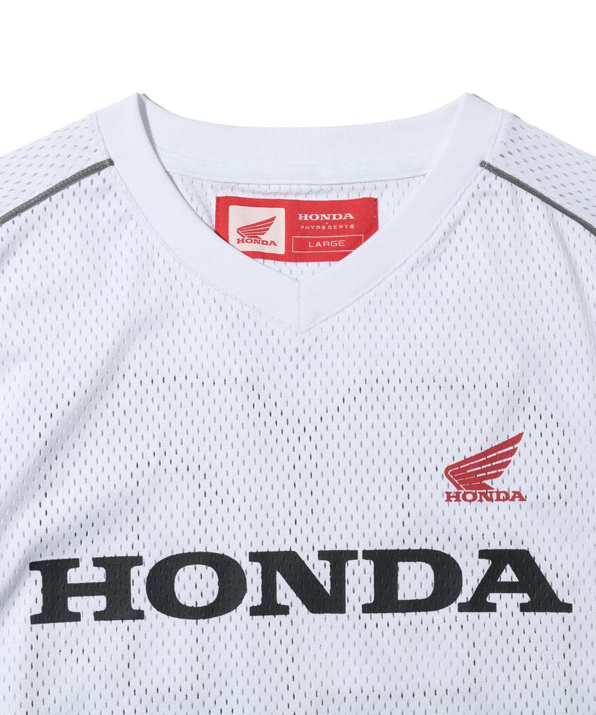 PHYPS MOTORCYCLE Motorcycle Piping Mesh Short Sleeve White