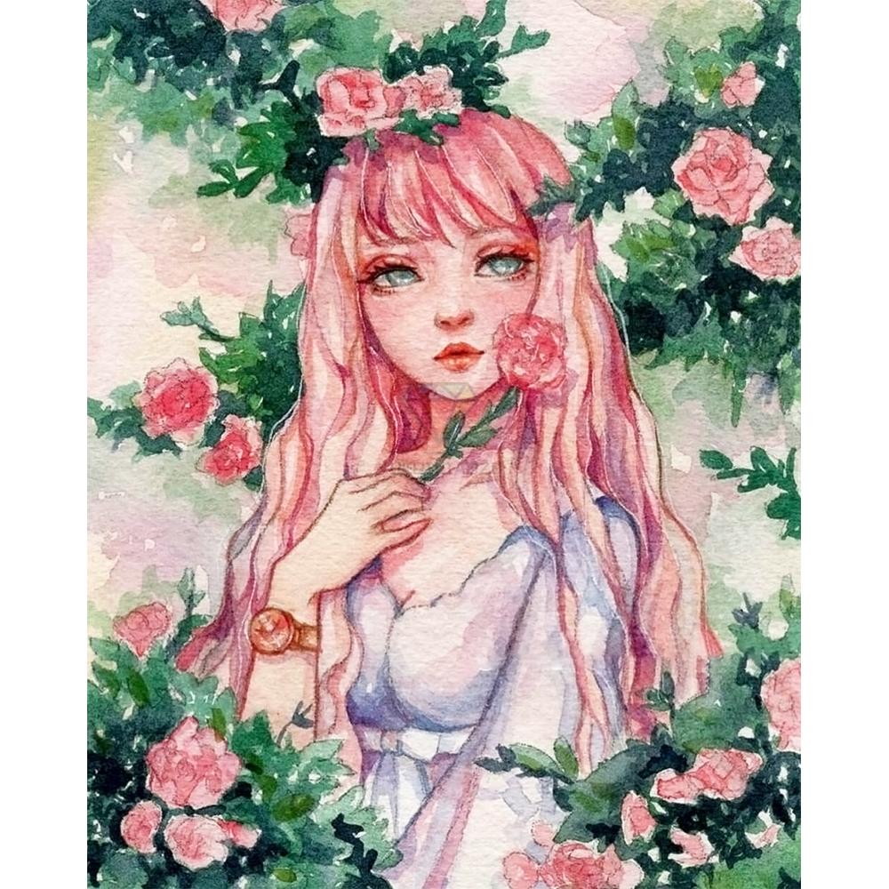 5D Diamond Painting Cartoon Girl Portrait Full Round Diamond Embroidered Mosaic Set Home Decoration