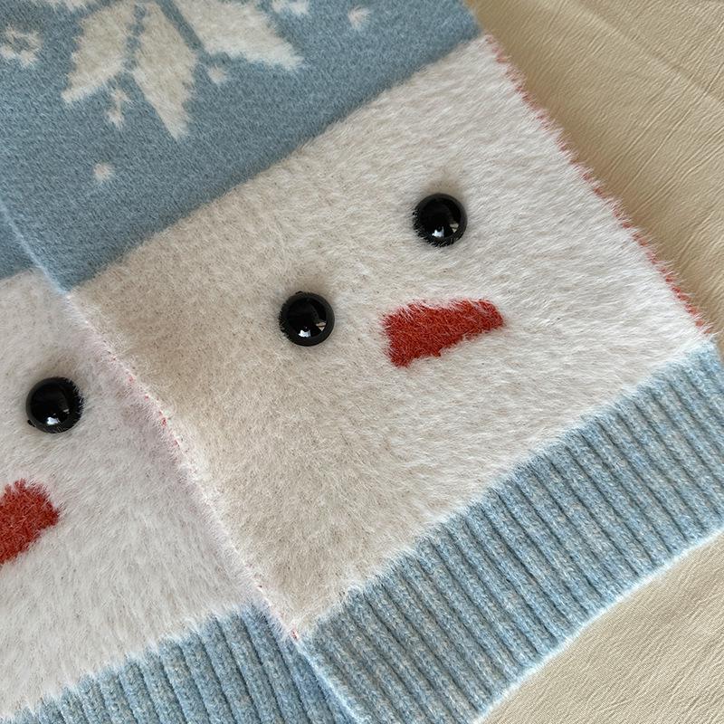 Icelandic Snowman Autumn/Winter Snowflake Scarf for Women - Preppy Style Knit Neck Warmer