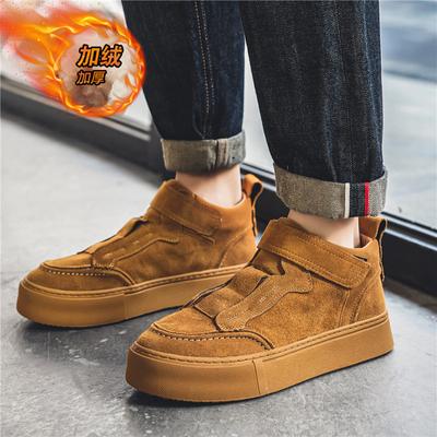 2024 Winter Men's Sneakers Leather Waterproof Anti-slip High-top Sneakers Outdoor Sports Hiking Travel Men's Brand Golf Shoes
