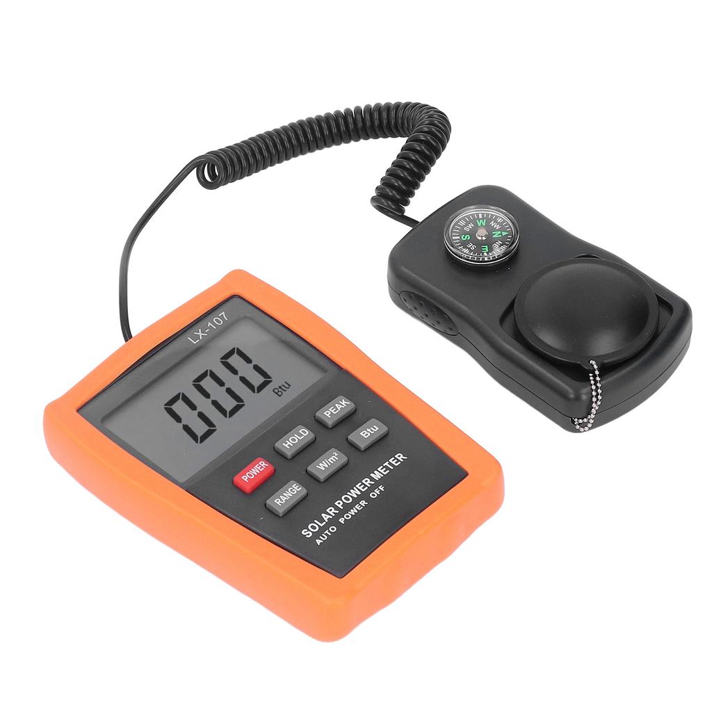 Digital Solar Power Meter Data Retention Fast Sampling High Accuracy Sun Light Energy Tester with Compass