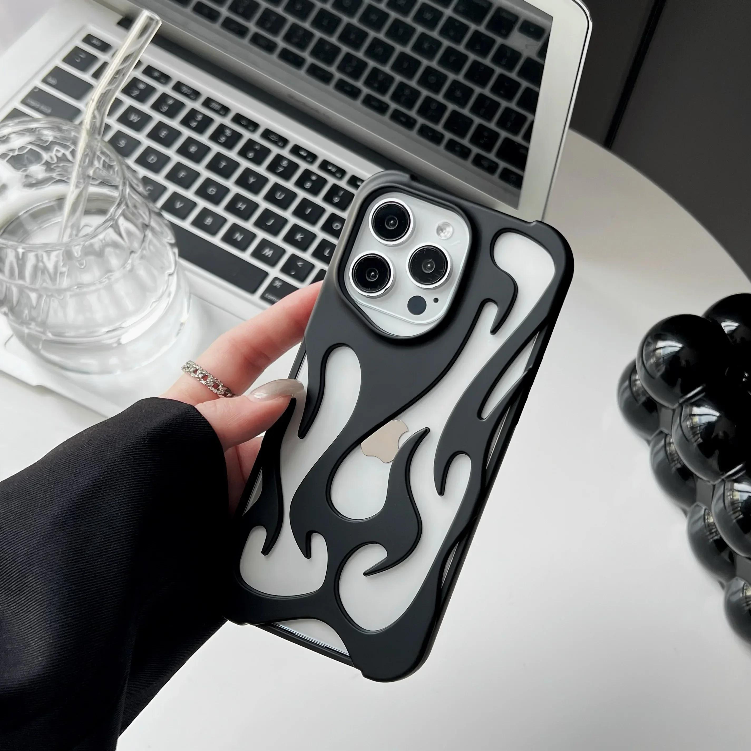 

Plating hollow flame pattern silicon phone case for iPhone 17 16 15 14 13 12 11 Pro Max shockproof heat dissipation soft cover For iphone17Air