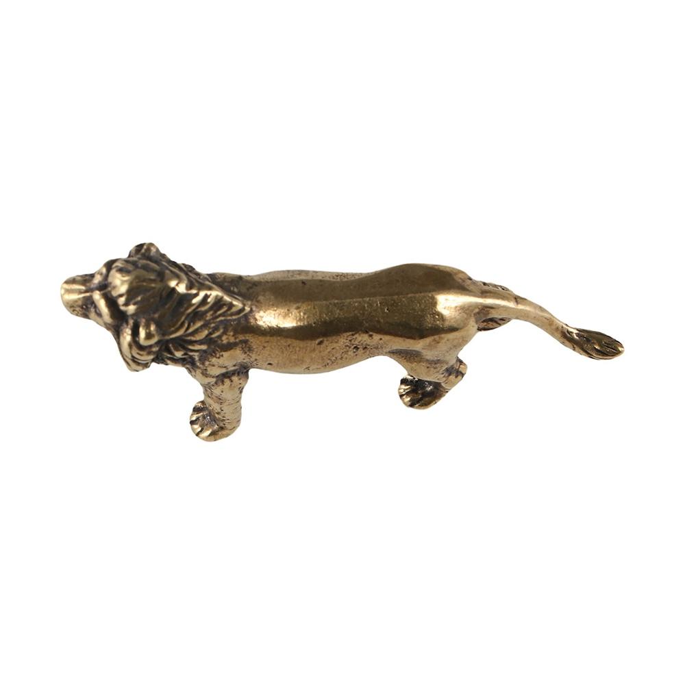 Retro Lion Statue Cute Mini Lion Sculpture Brass Lion King Figurines  Car Ornament