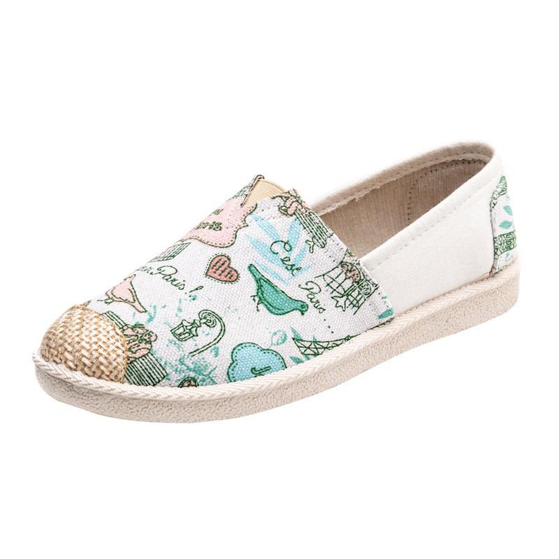 Summer Women's Korean Style Flat Heel Espadrilles - Cotton Linen Slip-on Canvas Casual Shoes