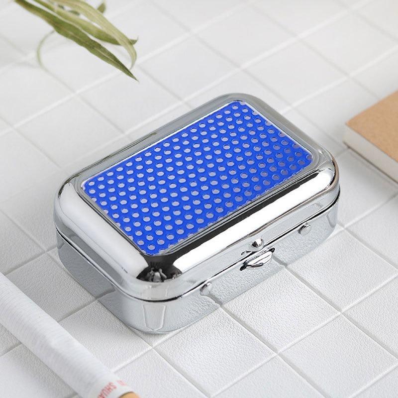 Portable Pocket Ashtray with Lid, Stainless Steel Metal Car Ash Tray, Mini Travel Cigarette Ash Holder for Outdoor Use