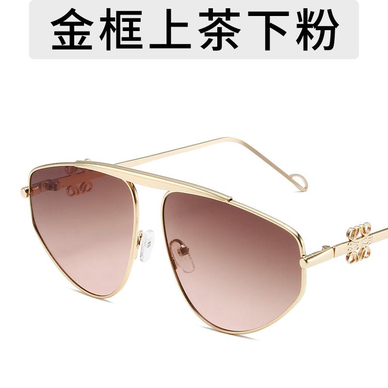 

Fashion Large Frame Sunglasses Metal Polygon Personalized Sunglasses Retro Street Photography Outdoor Beach Glasses 1PC