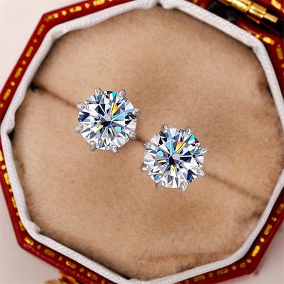 Exquisite CZ-Ohrstecker mit 8 Krappenfassung für Damen, silberfarben, Kristall-Ohrringe, schlichter und eleganter Damenschmuck für die Ohren
