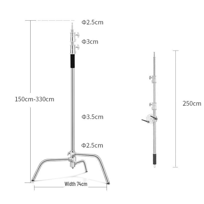 8-Mark Ankang Fish Magic C-Type Leg Light Stand with Thickened Stainless Steel Crossbar and Adjustable Arm