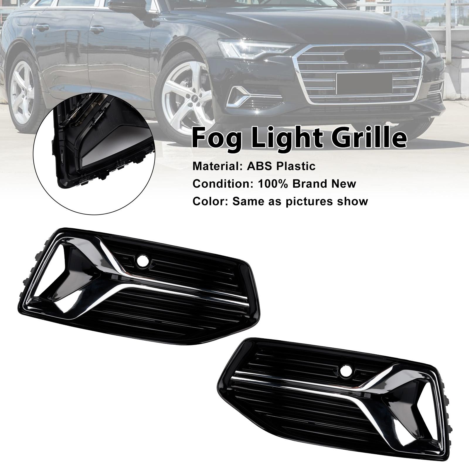 2PCS Front Bumper Fog Light Cover Grille Grill Fit A6 C8 2019-2023
