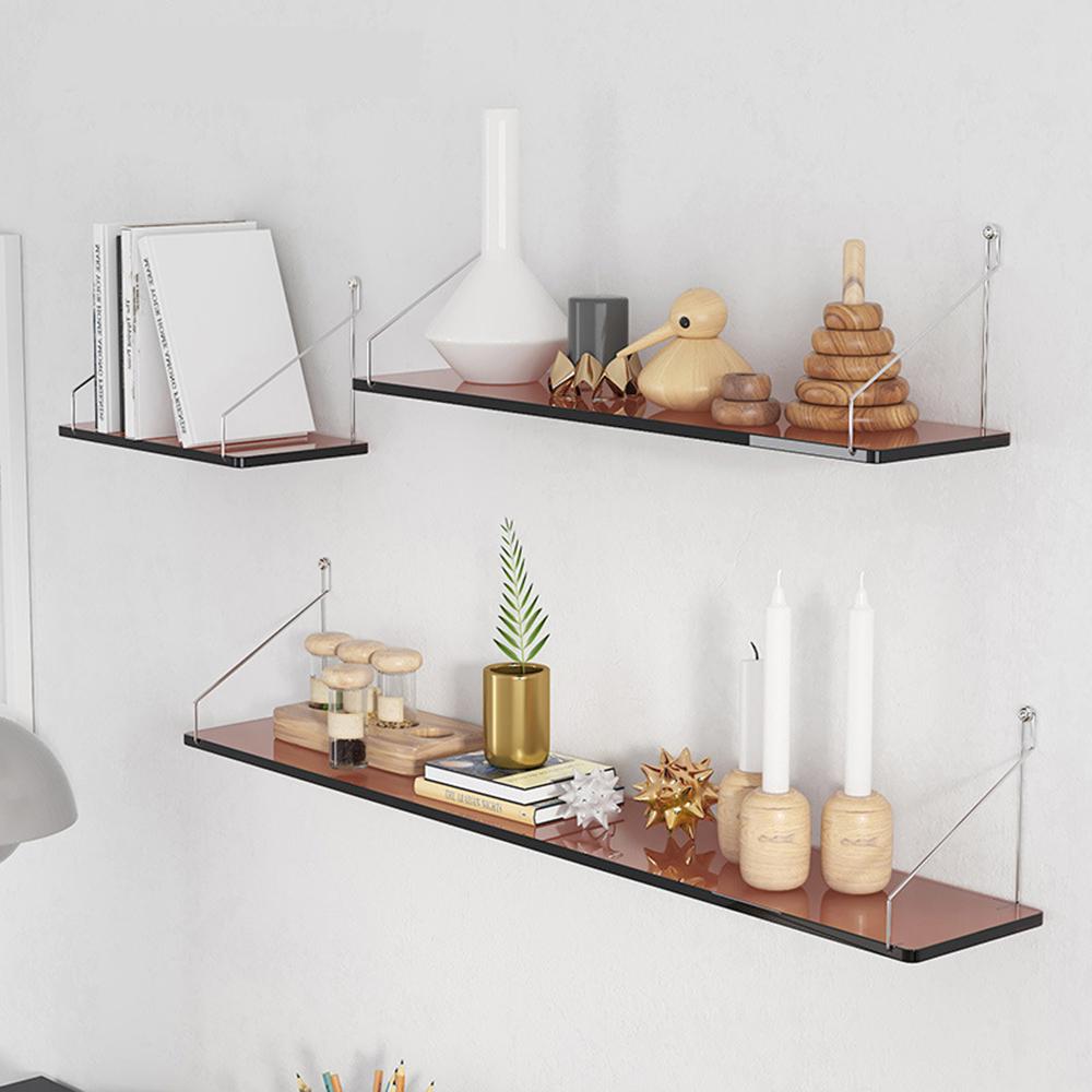 40 X 15cm Wall Mounted Floating Shelf Transparent Acrylic Bookshelf Display Rack for Living Room