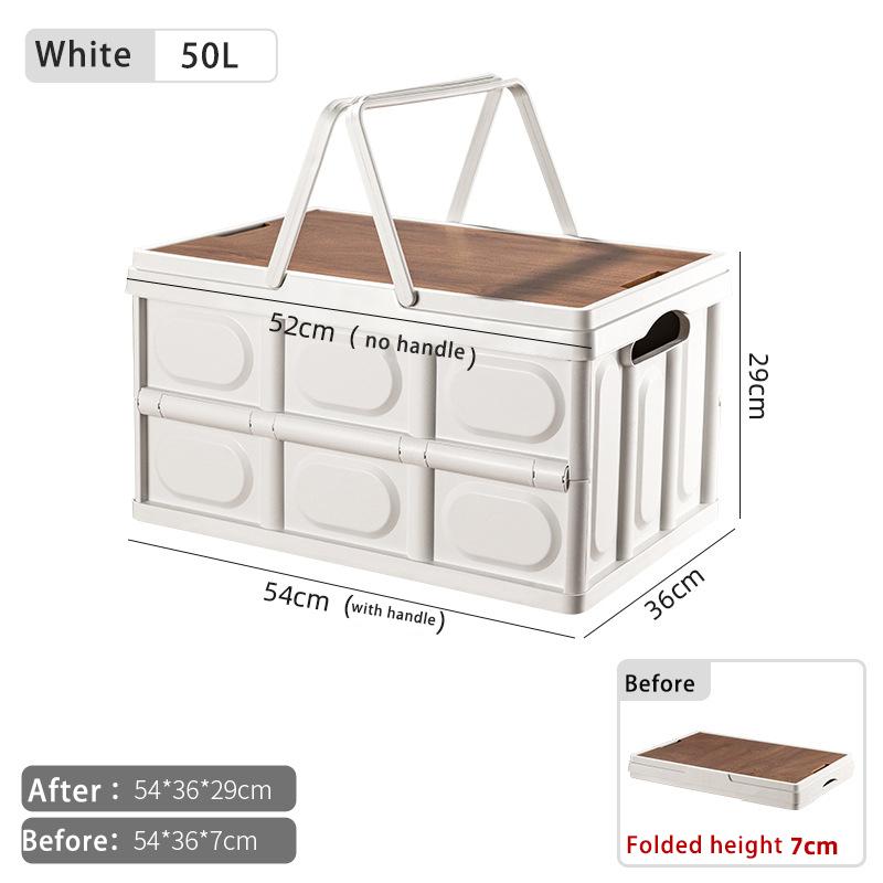 

Складной ящик для хранения на открытом воздухе, портативный органайзер большой емкости с ручкой, деревянной крышкой, многофункциональный стол для пикника