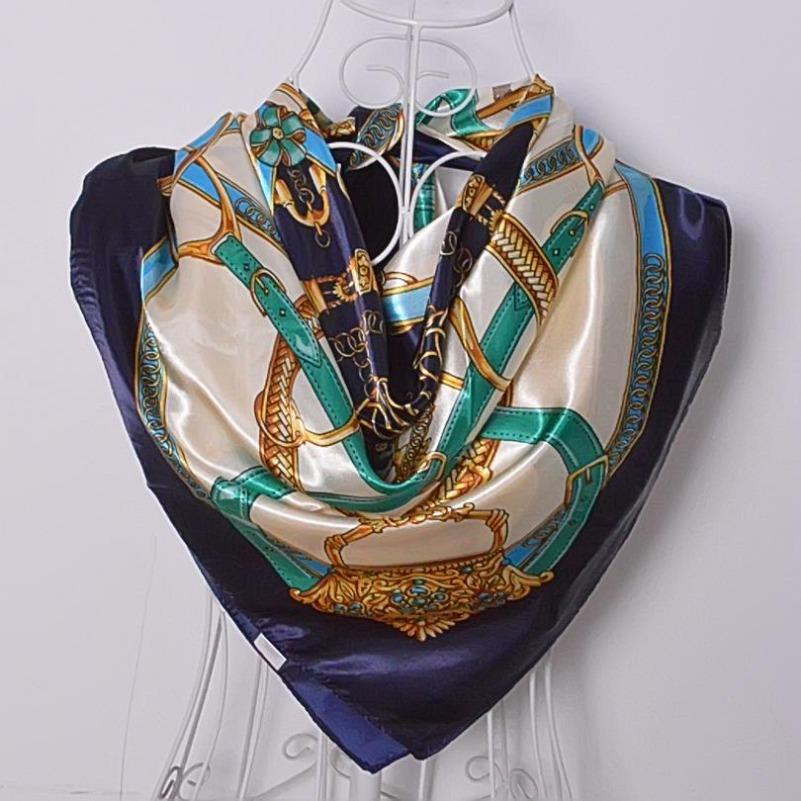 Black Gold Silk Scarves Bufandas Female Scarfs Shawl Fashion Elegant Satin Square Scarves Fall Winter Brand Silk Scarf Hijab