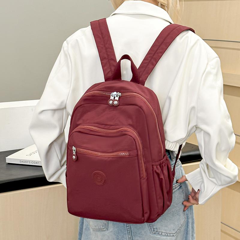Lightweight Backpack Sleeve Pull Rod Women's Travel Backpack Water-repellent Nylon Schoolbag