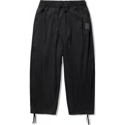 Li Ning X Jackie Chan Collaboration Kung Fu Series Solid Color Mid Waist Drawstring Straight Leg Comfortable Nine Point Casual Pants AKQU005-1