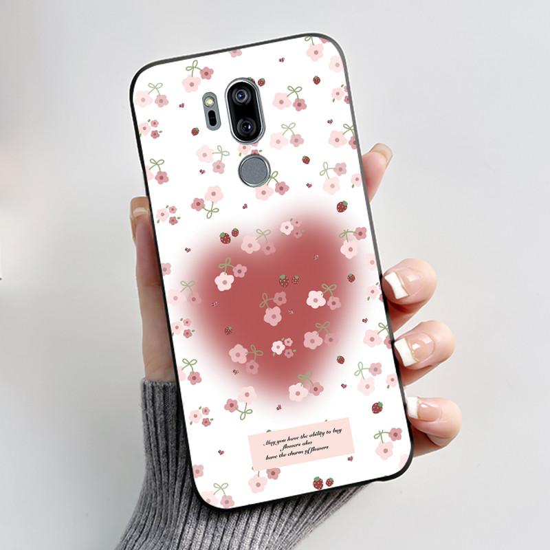 Druckmuster Hülle Für LG G7 thinQ Capa Weiches Silikon Schwarze Hülle Für LG G7thinQ Abdeckung Niedliche Blume Cartoon Hülle Funda Coque