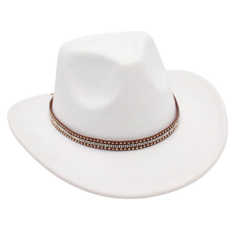 Wide Brim American Style Top Hat Western Cowboy Hat Jackson Jazz Hat Rivet Felt Hat Tibetan Style Woolen Hat Men And Women