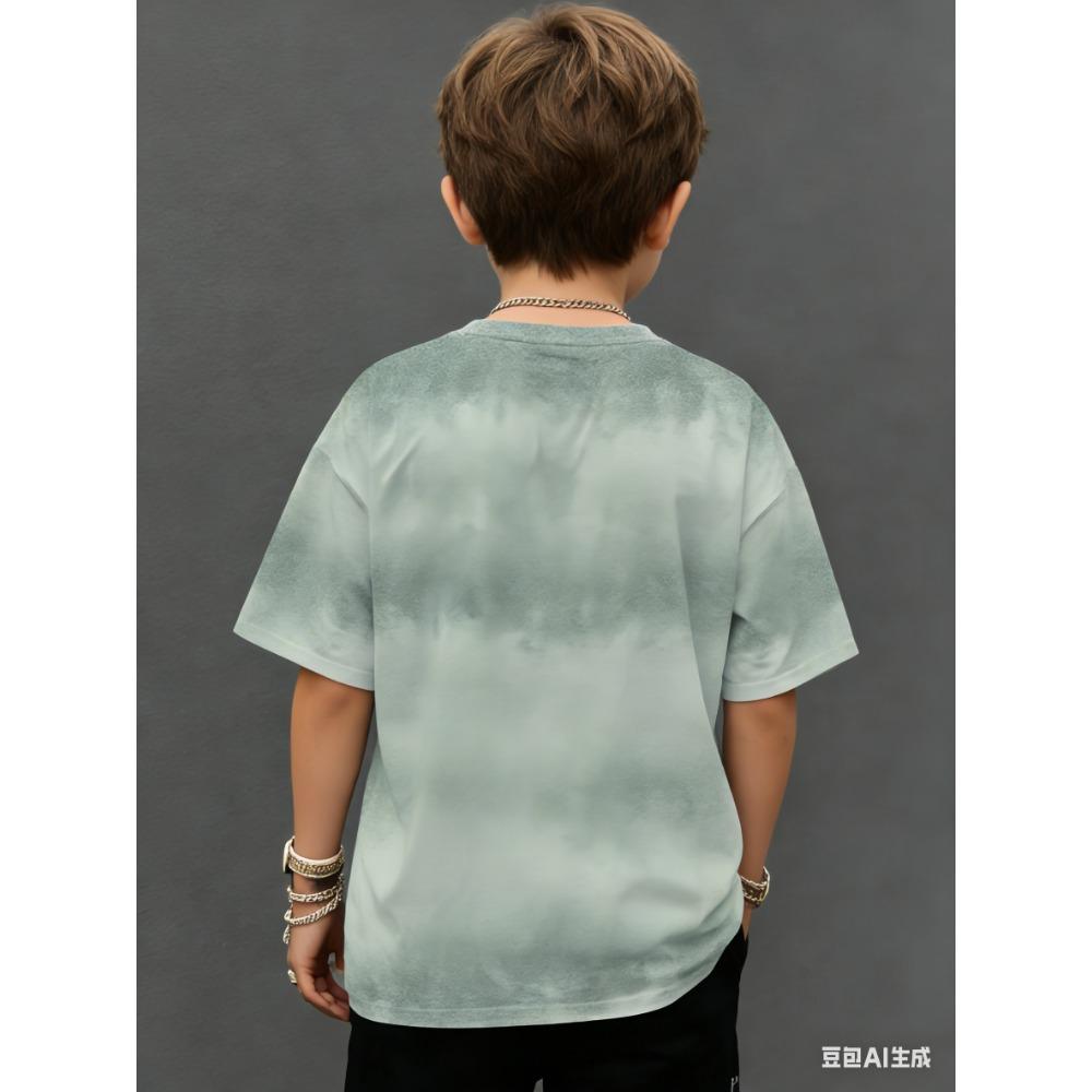 Fashionable Round Neck T-shirt for Boys and Girls. Clean Tie-dyed T-shirt Short-sleeved Fabric. Absorbs Sweat and Does Not Stuffy.