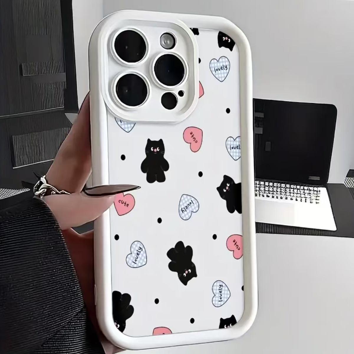 

Polka Dot Heart Kitten iPhone 17/16 Plus/15 Cute Cartoon Case iPhone XS