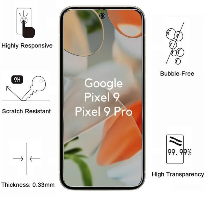 Funda antigolpes para Google Pixel 9 / Pixel 9 Pro y 2 Vidrios Templados Film Protector de Pantalla Phonillico®