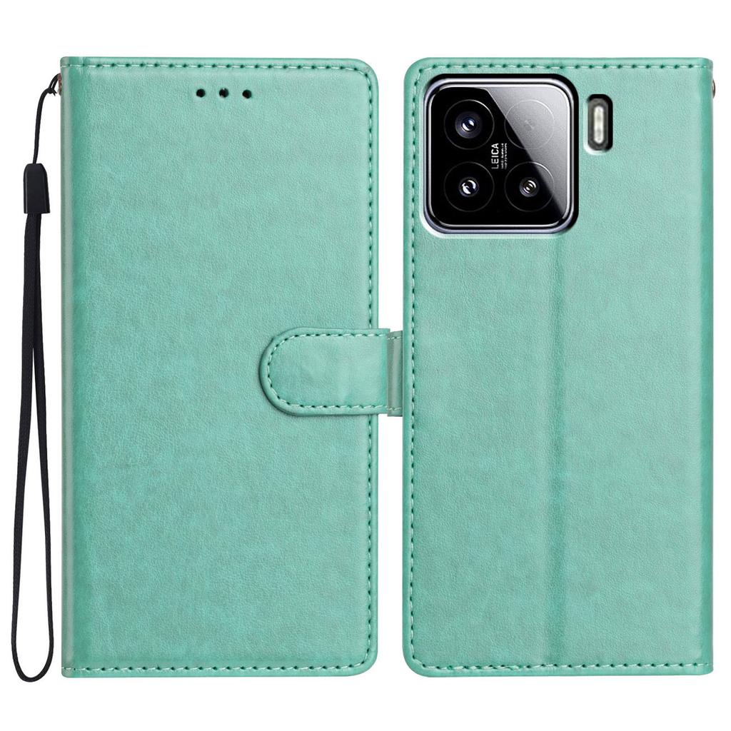For Xiaomi 15 Leather Case Wallet Stand Phone Cover with Handy Strap