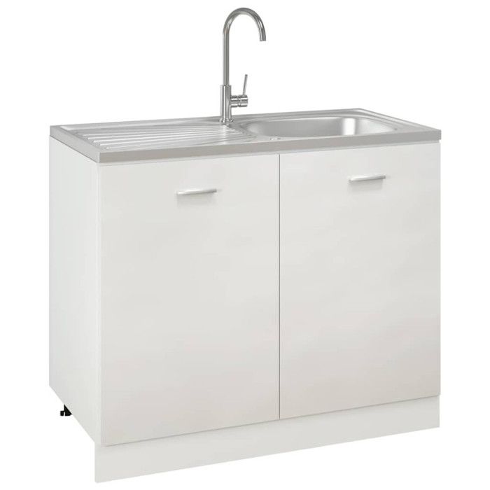 VidaXL Jeu d'Evier de Cuisine et Egouttoir Evier Encastré Lavabo de Cuisine Maison Intérieur Argenté 1000x500x155 mm Acier 147236.