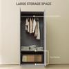 Double Paneled Door Wardrobe, with Shelves - Grey