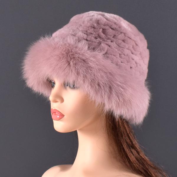Women Real Fur Hat Rabbit Fur and Fox Fur Protection Ear Fluffy Beanies Fashion Knitted Cap Warm Winter Fur Hats for Women Ski