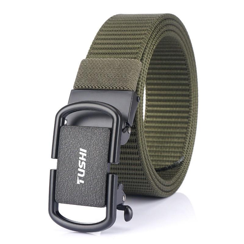 3.5cm Toothless Automatic Buckle Belt Men's Outer Nylon Casual Pants