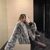 Autumn and winter fluffy silver fox fox fur coat women's lapel street shot wind environmental protection fur wind fur coat