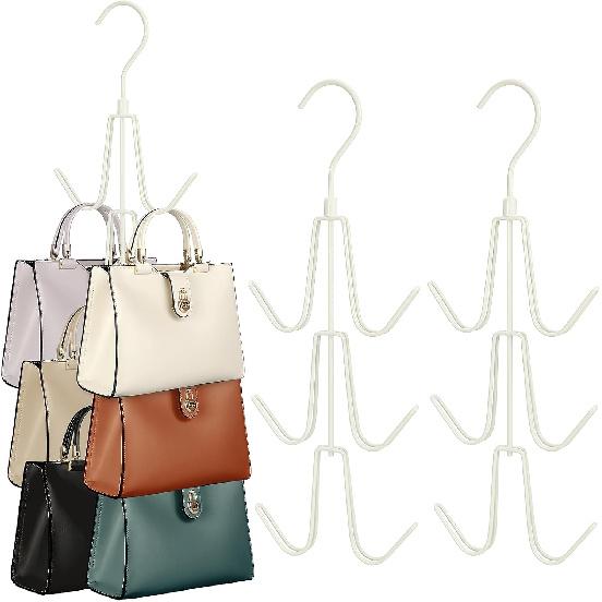 TOPIA HANGER Purse Hanger Organizer for Closet, 2-Pack Handbag Organizer Hanger, 360°Swivel Metal Purse Hooks, Bag Rack, Belt Organizer, Tie Rack,